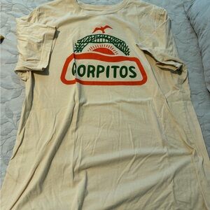 Graphic Tee in Cream with Orange & Green Logo